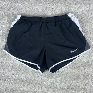 Nike Women DRI-FIT Running Shorts Brief Lined Black Grey Size Small